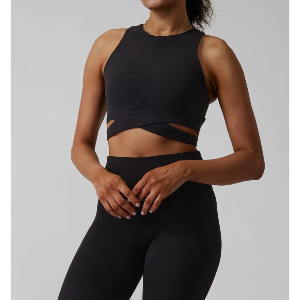 NWT Athleta Conscious Cut out Crop Top Sports Bra XL Black